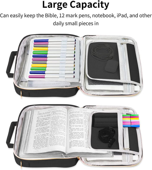 ATDIAG Bible Cover for Women,Carrying Book Case Church Bag Bible Protective with Handle and Zippered Pocket Adjustable Shoulder Strap,Gift for Wom...