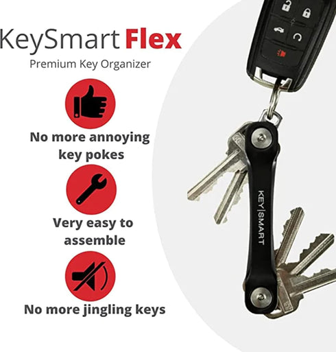 KEYSMART Flex Key Holder - Key Organizer Key Chain, Compact Key Case Pocket-Sized EDC Key Chain, Key Ring Loop for Car Key Chain, Expandable Keych...