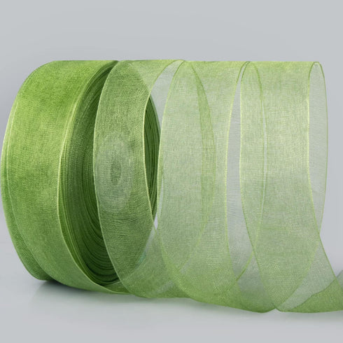 1 Inch Wide 50 Yards Green Sheer Chiffon Ribbon Organza Ribbon for Gift Wrapping (Green)...