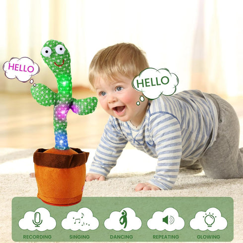 Dancing Cactus, Interactive Toy, Talking Cactus Repeat What You Say, LED Lights, Cactus Toy 60 Unique Popular Songs for Kids, Dance, Record, and S...