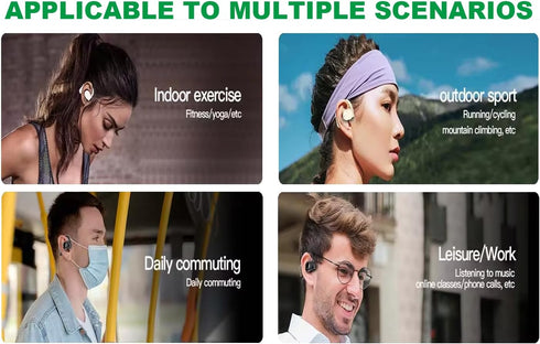 Headphones Bluetooth 5.3 Painless Wireless Open Ear Clip on Headphone Waterproof Running Earring Earphone Air Conduction Earphones Open Earbuds Wi...