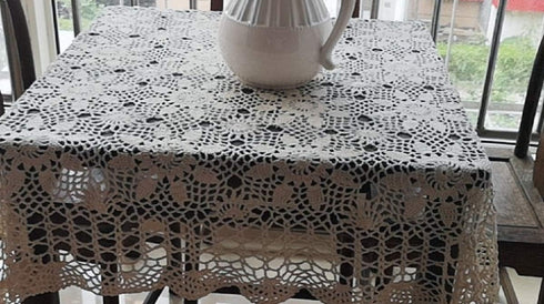 Damanni Beige Cotton Handmade Crochet Lace Tablecloth Doilies Table Overlay,Square,31 Inch by 31 Inch...