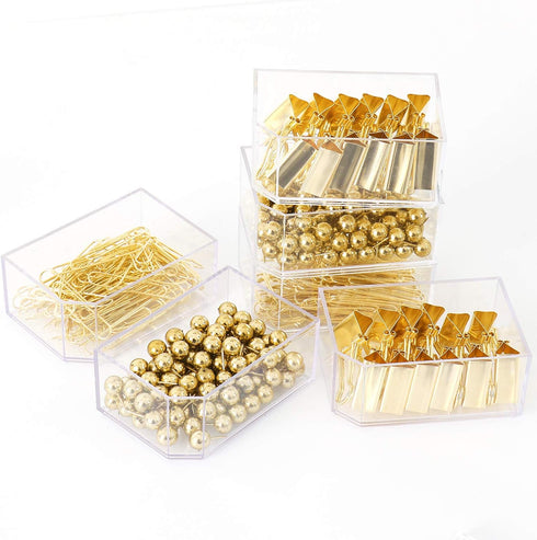 Gold Binder Paper Clips Set,182pcs Large Paper Clips,Binder Clips,Push pins, Office Supplies Clips for Women,Desk Accessory...