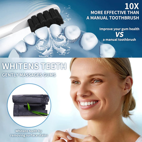 YUNCHI Sonic Electric Toothbrush for Adults & Kids with 8 Charcoal Brush Heads, Y2 Rechargeable Electric Toothbrushes, Deep Clean & Fresh Breath, ...