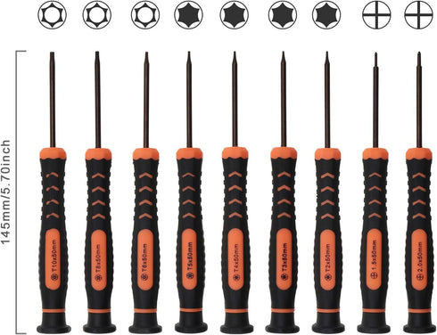 13pcs Torx Security Screwdriver Repair Tool Kit T2 T3 T4 T5 T6H T8H T10H Phillips 1.5 2.0 Screwdrivers S2 Steel For Xbox One Xbox 360 Controller P...