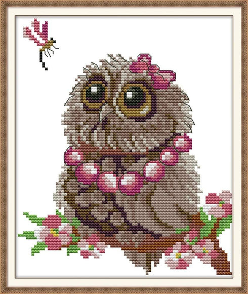 Cross Stitch Kits, Awesocrafts Owls and Dragonfly Tree Cute Summer Easy Patterns Cross Stitching Embroidery Kit Supplies Christmas Gifts, Stamped ...
