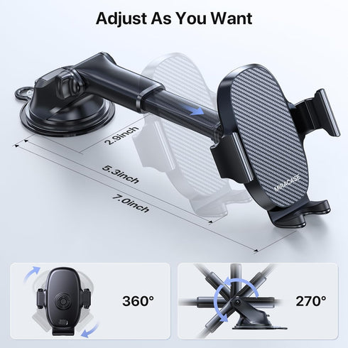 Miracase 3-in-1 Cell Phone Holder for Car, Universal Car Phone Holder Mount for Car Dashboard Air Vent Windshield Compatible with iPhone15 14 13 1...