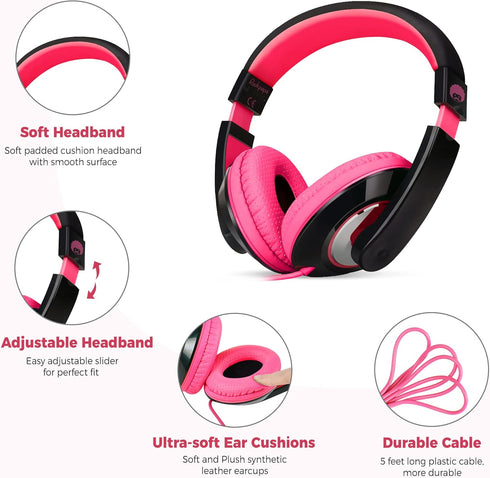 rockpapa Comfort Kids Headphones for School, Lightweight Childrens Boys Girls Teens Over-Ear Headphones Wired 3.5mm for CD DVD Player Tablet Phone...