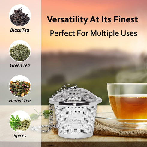 Tea Infuser for Loose Tea - Set of 2 Large Cup & Scoop with Bag Clip - Reusable Tea Strainers, Steeper for Loose Tea, Diffusers for Brew, Tea, Spi...
