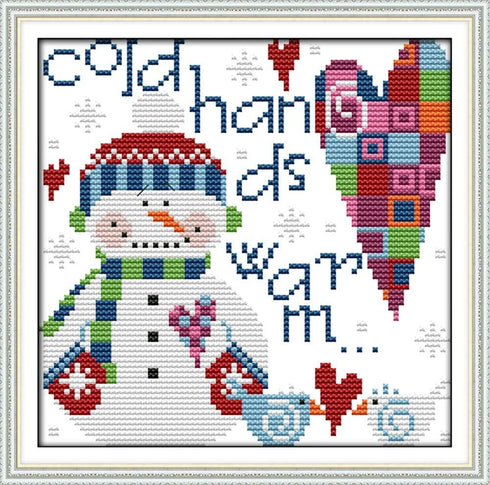 Cross Stitch Kits, Awesocrafts Little Snowman Christmas Easy Patterns Cross Stitching Embroidery Kit Supplies Christmas, Stamped or Counted (Snowm...
