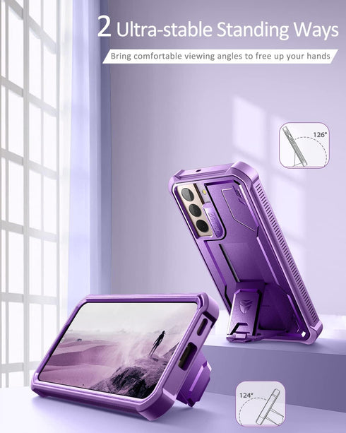 Dexnor Samsung Galaxy S22 Plus Case, Heavy Duty Military Grade Protection with Screen Protector, Kickstand, Shockproof, Phantom Purple...