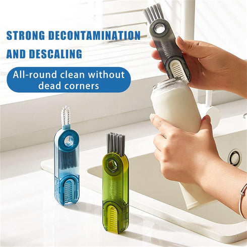 3 in 1 Tiny Bottle Cup Lid Detail Brush Straw Cleaner Tools Multi-Functional Crevice Cleaning Brush, Cleaning Brush for Bottles Clean Brushes for ...