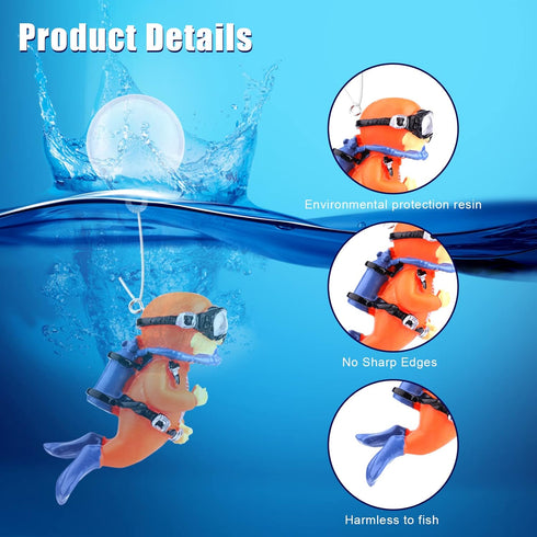 4 Pack Fish Tank Diver Decorations, Aquarium Diver Ornament Cute Little Diver Floating Fish Tank Decorations for All Kinds of Aquarium Fish Tanks...