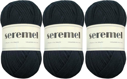 3 Pcs of Crochet Yarn Total 150g (426 Yards) Multi-Color 4-ply Acrylic Yarn Skeins, Seremel Brand Yarns for Crocheting and Knitting(Black)......