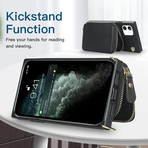 Asuwish Phone Case for iPhone 11 6.1 Wallet Cover with Screen Protector and Zipper Card Holder Slot Stand Leather Flip Cell Accessories iphone11ca...