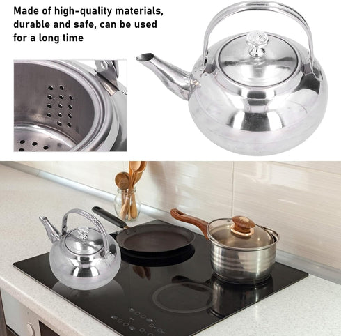 Stainless Steel Teapot, 5.5inch Coffee Pot Teapot Tea Kettle, Exquisite Teapot Coffee Pot with Tea Strainer for Home Restaurant...