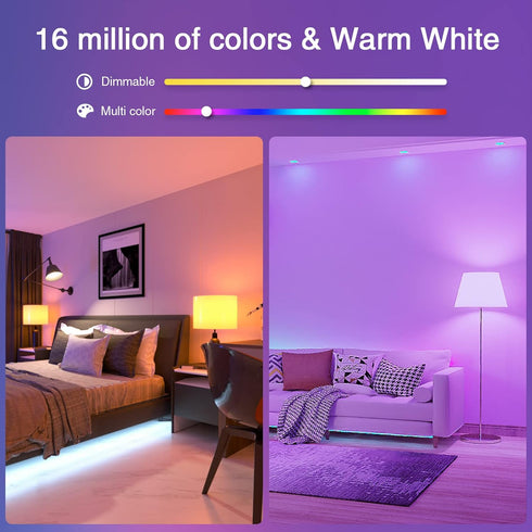 Ghome Smart Light Bulbs, A19 E26 Color Changing Led Bulb Works with Alexa, Google Home, App & Voice Control, 2.4Ghz WiFi Only, 800 Lumens, Dimmabl...