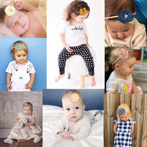 JIAHANG Baby Girls Hair Bow Headbands Nylon Flower Hairband Floral Hair Accessories 10PCS for Newborn Infant Toddlers...