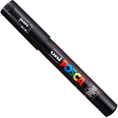 Posca - Ultra Fine to Fine Paint Marker Pens Set - PC-1MR, PC-1M, PC-3M - Black Ink - Pack of 3...