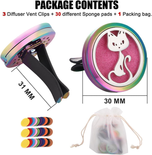 3PCS 30mm Gradient Color Ventilated Clips for Essential Oil Fragrance Diffuser with 30 Felt Pads, Be Lifelikeness Brand...
