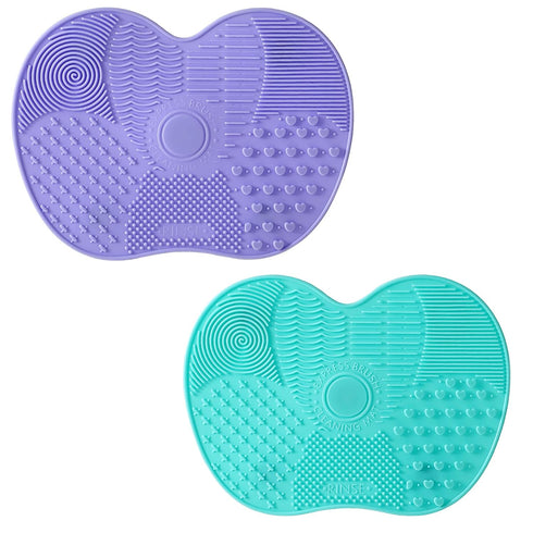Makeup Brush Cleaner Mat Silicone Pad 2 Pcs Cosmetic Clean Brush Washing Tool Portable Suction Cup Rinse Color Removal Box Beauty Blender Multifun...