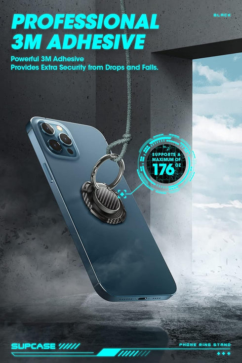 SUPCASE Cell Phone Ring Holder, 360° Rotation & 180° Flip Universal Phone Ring Stand with Metal Phone Grip Compatible for Magnetic Car Mount (Blac...