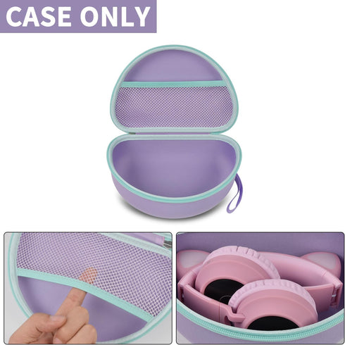 Headphone Case for Riwbox CT-7 Pink/for Jack CT-7S Cat Green 3.5mm/ for iClever IC-HS01/for Picun/for FosPower Bluetooth Wireless Over-Ear Headpho...