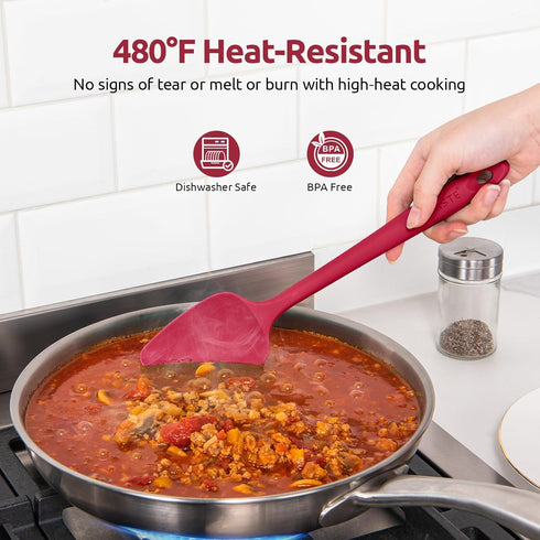 U-Taste Silicone Spoon Spatula Set: 480ºF Heat Resistant Food Grade Flexible Rubber Spoonula, Nonstick Cooking Mixing Scooping Kitchen Baking Scra...