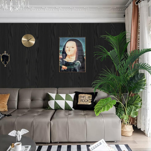 Abyssaly Wood Contact Paper, Thicken Natural Wood Peel and Stick Wallpaper for Cabinets, Self Adhesive Film Removable Vinyl Black Wood Wallpaper f...