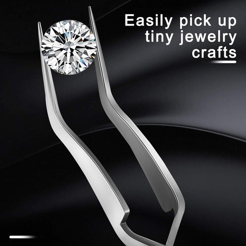 Honoson 6 Pcs Craft Tweezers Crossing Lock Curved Tweezers Stainless Steel Soft Grip Precision Tweezers Reverse Grip Tweezers Fine Tip Tweezers fo...