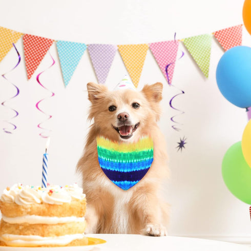 30 Pcs Tie Dye Dog Bandanas Bulk for Dogs Spring Dog Bandana Rainbow Spiral Cat Dog Scarf Colorful Washable Triangle Pet Kerchief Cute Dog Bib for...