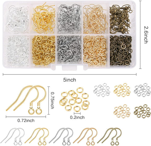 Earring Hooks,Hypoallergenic Earring Hooks Kit Included Fish Earring Hooks, Jump Rings for DIY Jewelry Making Supplies Accessories...