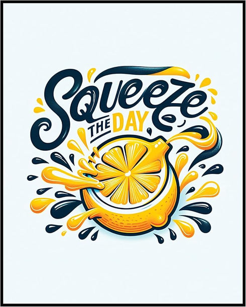 Posterizer 1 pcs-Squeeze the Day-Funny Poster-Comedy Art-Kitchen & Bar Art- Art for Cafe, Restaurant, Coffee Bar - unframed wall art...