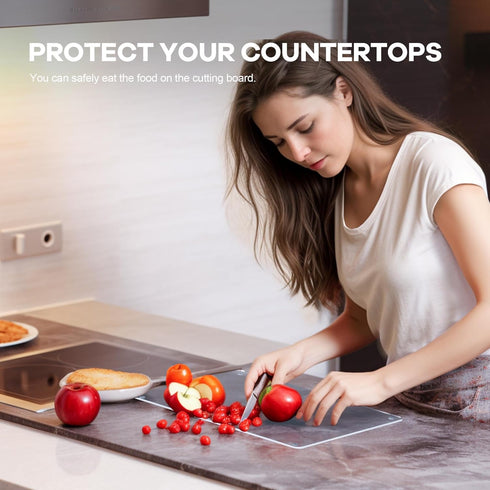 13.8 x 9.8in Acrylic Cutting Board, 3mm Transparent Anti-Slip Clear Cutting Boards for Kitchen Counter, Thickened 3mm Counter Cutting Boards for K...