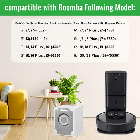 HNRLOY 12 Pack Vacuum Dust Bags Compatible with iRobot Roomba Bags i7, i7+, i8, i8+, i3, i3+, i4, i4+,i6,i6+,j7,j7+,s9,s9+,Replacement Vacuum Clea...