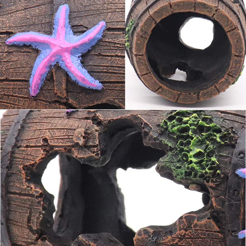 Small Broken Barrel Aquarium Decorations Betta Cave Hideaway Tunnel Log for Fish Tank (1 Piece)...