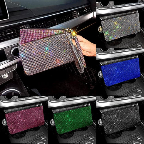 Crystal Zipper Change Purse Wallet,Bling Rhinestone Wallet,Double-sided crystal diamond Zip Coin Pouch,Travel Purse For ID Case(Silver)...