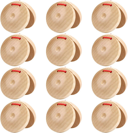 Licogel Wooden Castanet Percussion Instrument - 12PCS Hand Finger Castanets Party Favors Spanish Wood Castanets Classroom DIY Rhythm Music Musical...