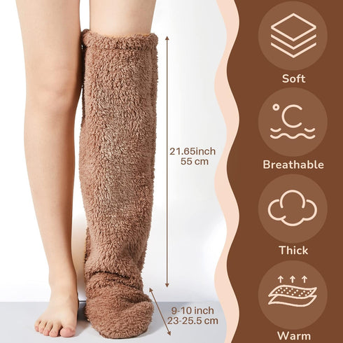 Over Knee Fuzzy Socks Thigh High Stockings Long Soft Leg Warmers for Women Winter Cozy Home Sleeping, 1 Pair...