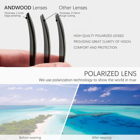 ANDWOOD Square Polarized Sunglasses For Men Women UV Protection Oversized Flat Top Big Shades Fashion Driving Sun glasses...