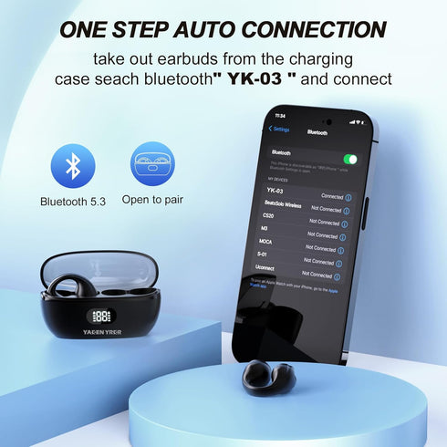 Clip on Earbuds,Wireless Ear Clip Bone Conduction Bluetooth Headphones,Mini Ear Clip Fitness Earbuds Cycling Running Workout for Running. (Black)...