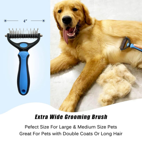 Deshedding Dog Brush And Metal Comb, Cat Brush Dog Brush Undercoat Rake for Dogs & Cats, Pet Grooming Brush For Shedding, Dematting, Pet Hair Remo...