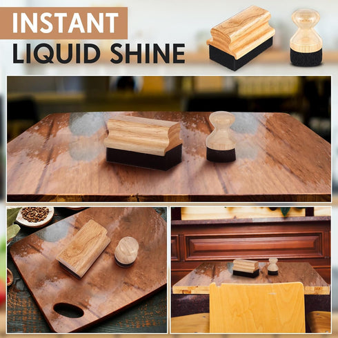 2 Pcs Cutting Board Oil Wax Applicator Butcher Block Oil Rectangular Circular Wooden Cutting Board Mineral Oil with Handle for Wood Surfaces Resto...