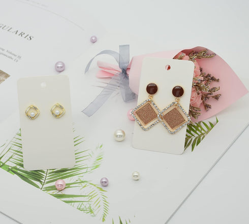 Twavang Earring Card Holder Set, 100Pcs Kraft Paper Earring Display Cards, 100 Pairs Clear Earring Backs with 100Pcs Self Adhesive Bags for Earrin...