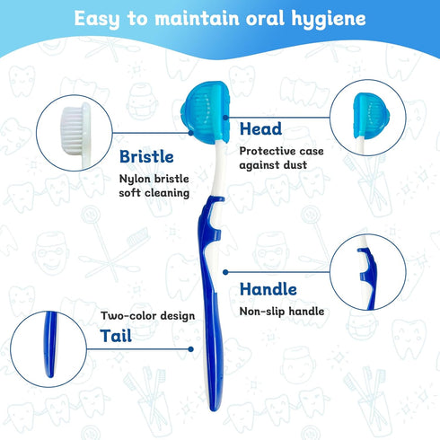4-Pack Orthodontic Dental Care Kit – includes Soft Bristle Toothbrushes and Braces-Friendly Brush Flosser for Cleaner Interdental Brush Toothpick,...