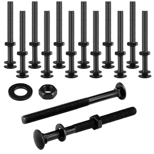 Zonon Carriage Bolt Kit Galvanized Carriage Bolt Set Includes Rust Resistance Bolts Washers and Nuts for Fastening Accessories (12 Sets,Black,1/4 ...