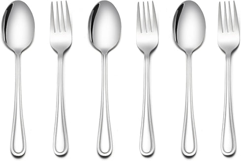 LIANYU 6-Piece Kids Silverware Set, 3 Kid Spoon, 3 Kid Fork, Stainless Steel Toddler Utensils Flatware Set, Child Cutlery Tableware Set, Mirror Fi...