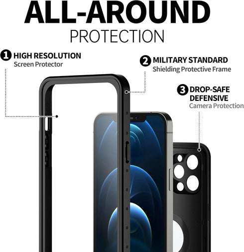 BEASTEK for iPhone 12 Pro Waterproof Case, NRE Series Shockproof Dustproof Underwater IP68 with Built-in Screen Protector Anti-Scratch Protective ...