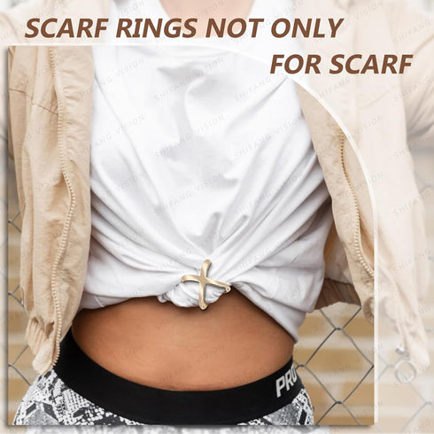 Medium size Scarf Ring?Scarf clip for women’s shawl, Silk Neckerchief, Tshirt,Coat belt buckle,gold/sivler,2Pcs...