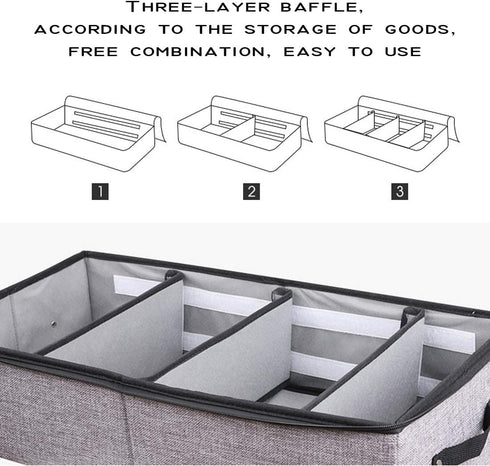AARAINBOW 2 Packs Foldable Under Bed Shoes Organizer with Lids, Underbed Clothes Storage Container with Divider, UnderBed Storage Bins Box with Cl...